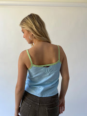 back to school drop green and white striped tommy hilfiger cami top back