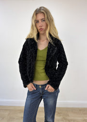 Medium black faux fur jacket view 3