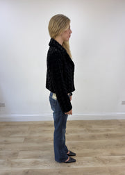 Medium black faux fur jacket view 5