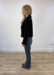 Medium black faux fur jacket view 6