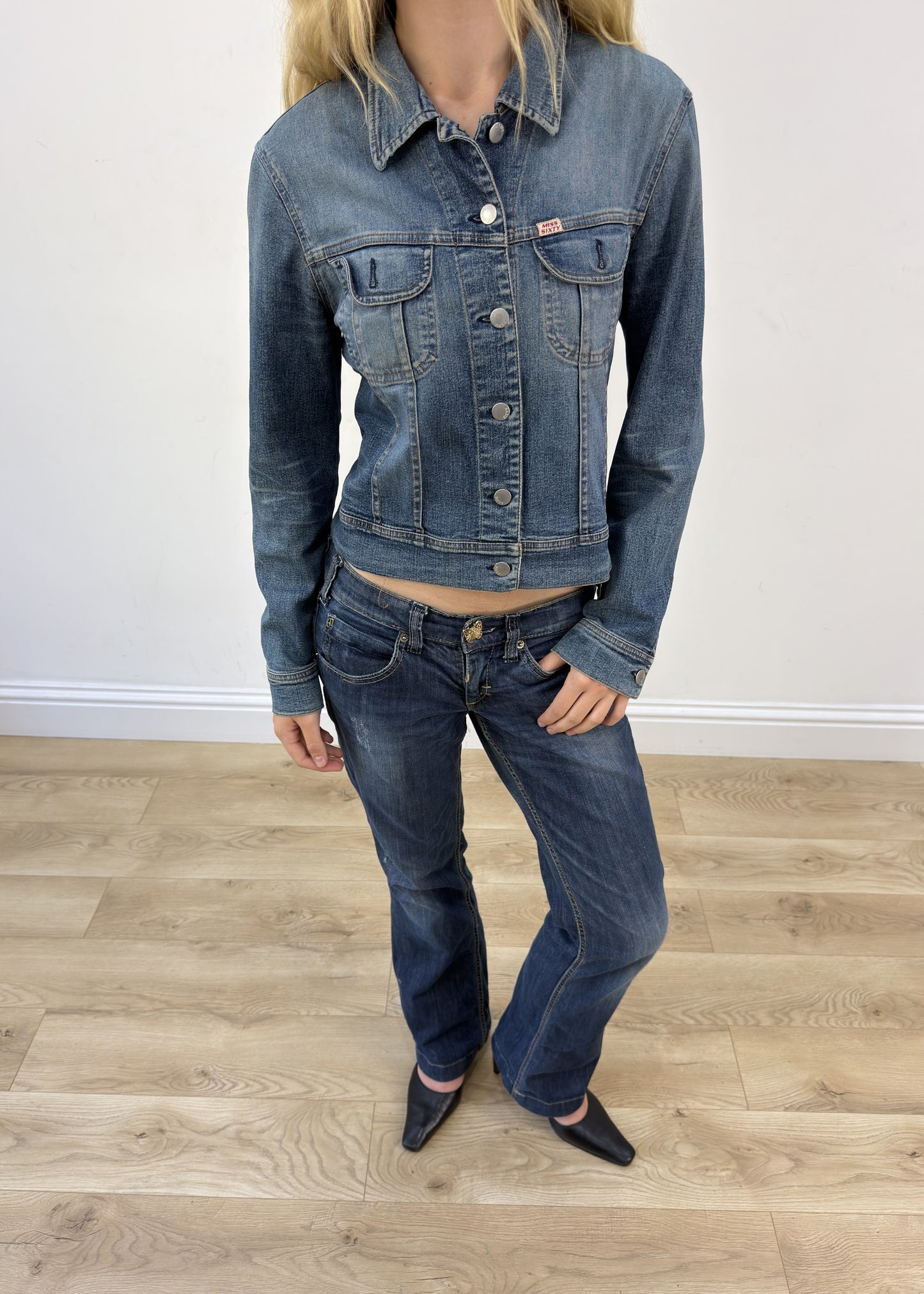 Medium blue Miss Sixty denim jacket view 2