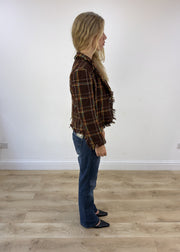 Small brown and yellow checkered tweed jacket view 5