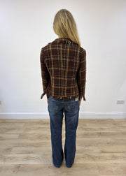 Small brown and yellow checkered tweed jacket view 7