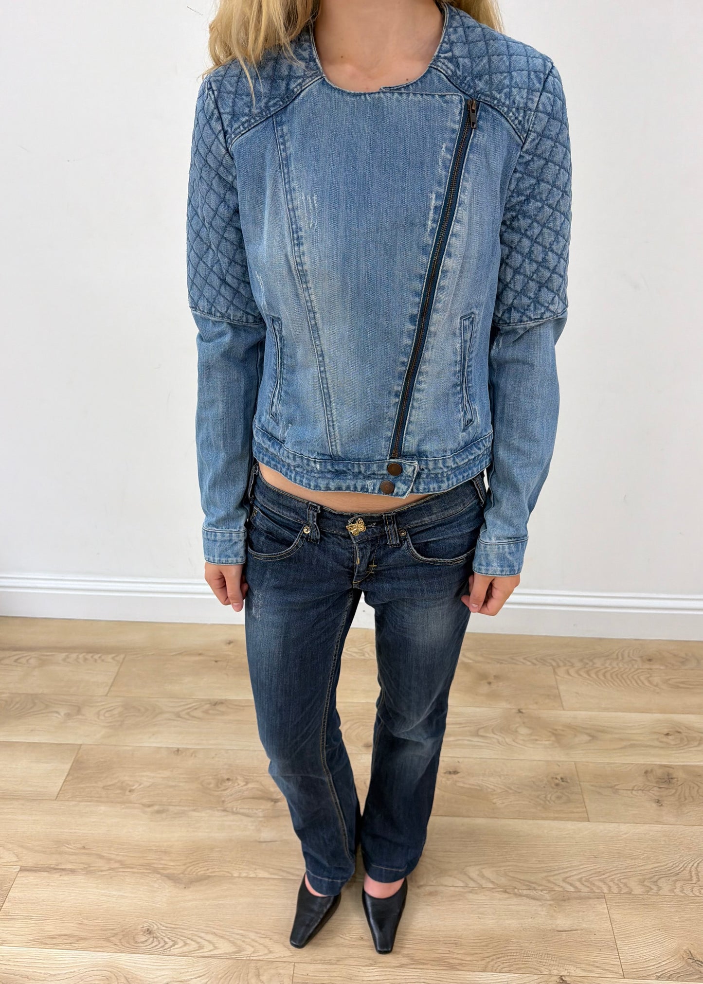 small blue Pimkie denim jacket headless close-up