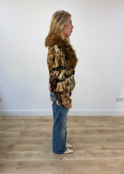 small brown toi and moi mixed fur jacket opposite side
