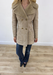 small beige faux suede pea coat 2 of 8