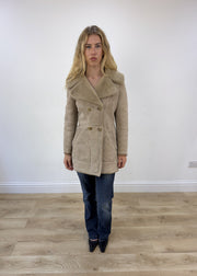 small beige faux suede pea coat 3 of 8