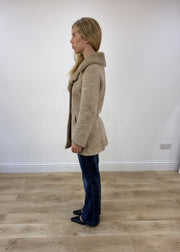 small beige faux suede pea coat 6 of 8