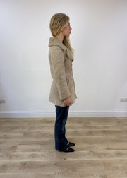small beige faux suede pea coat 7 of 8