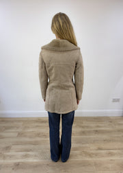 small beige faux suede pea coat 8 of 8