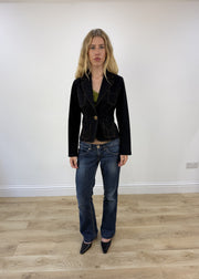 small black orange lined blazer 3 of 8