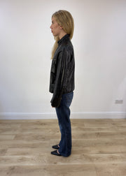 medium black leather jacket 6 of 8