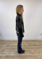medium black leather jacket 7 of 8