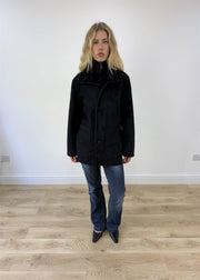 large black balmain style coat photo 1
