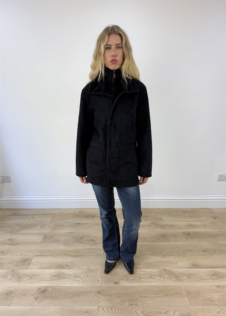 large black balmain style coat photo 1