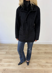 large black balmain style coat photo 2