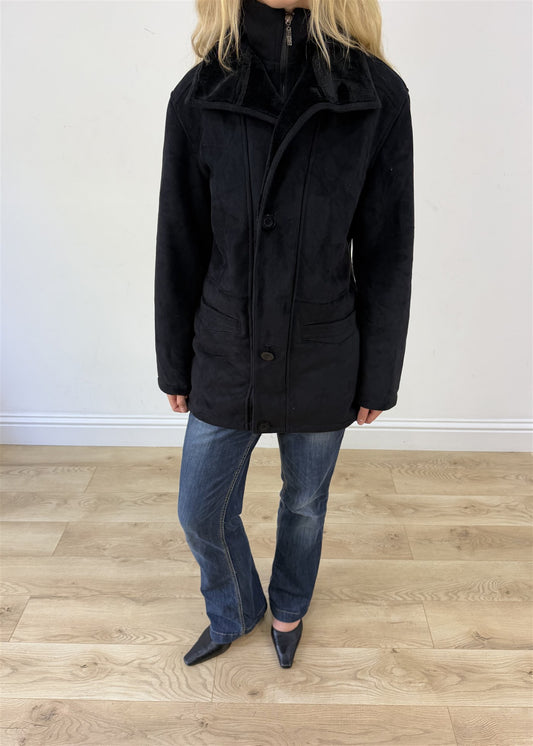 large black balmain style coat photo 2