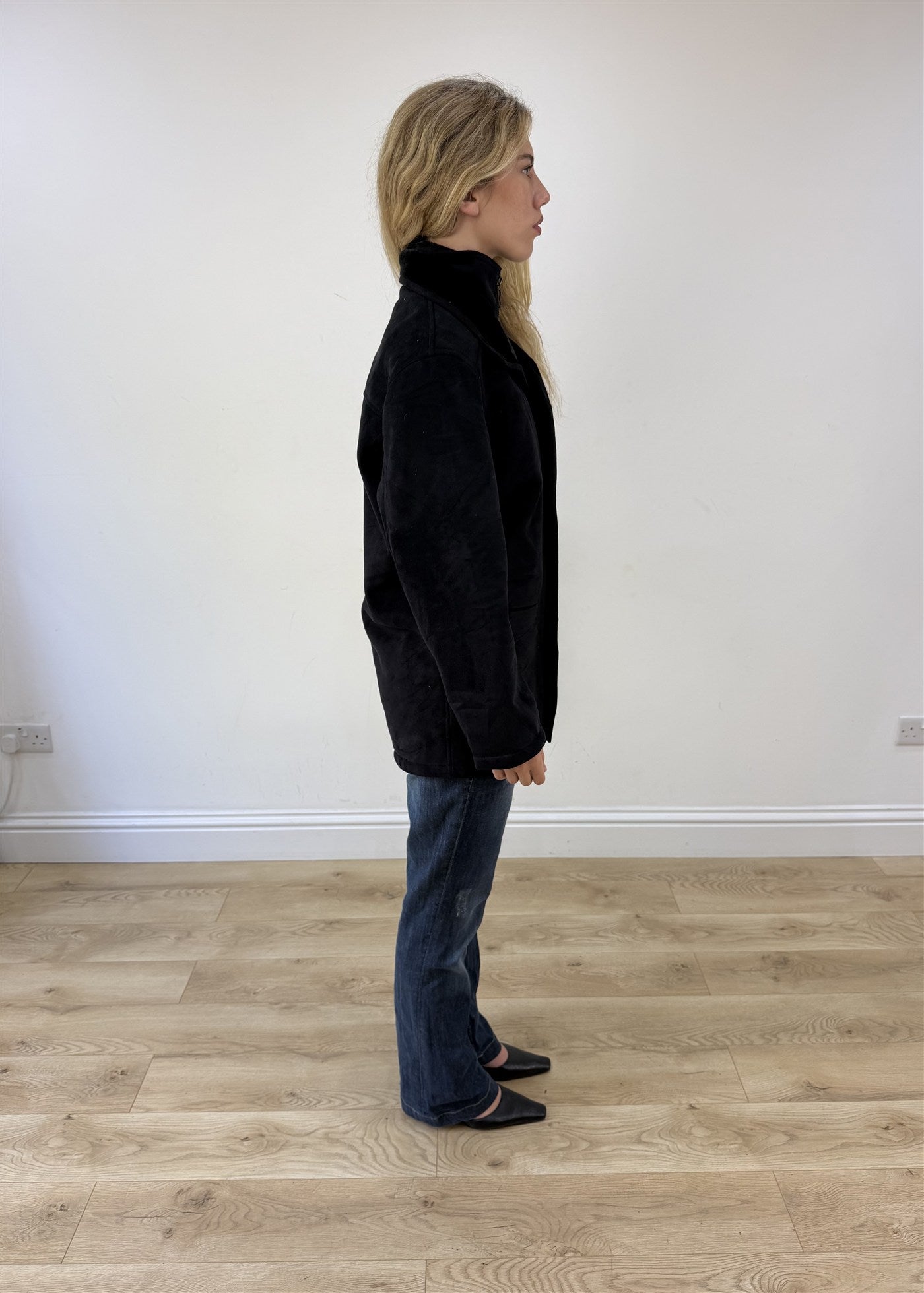 large black balmain style coat photo 6