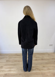 large black balmain style coat photo 7