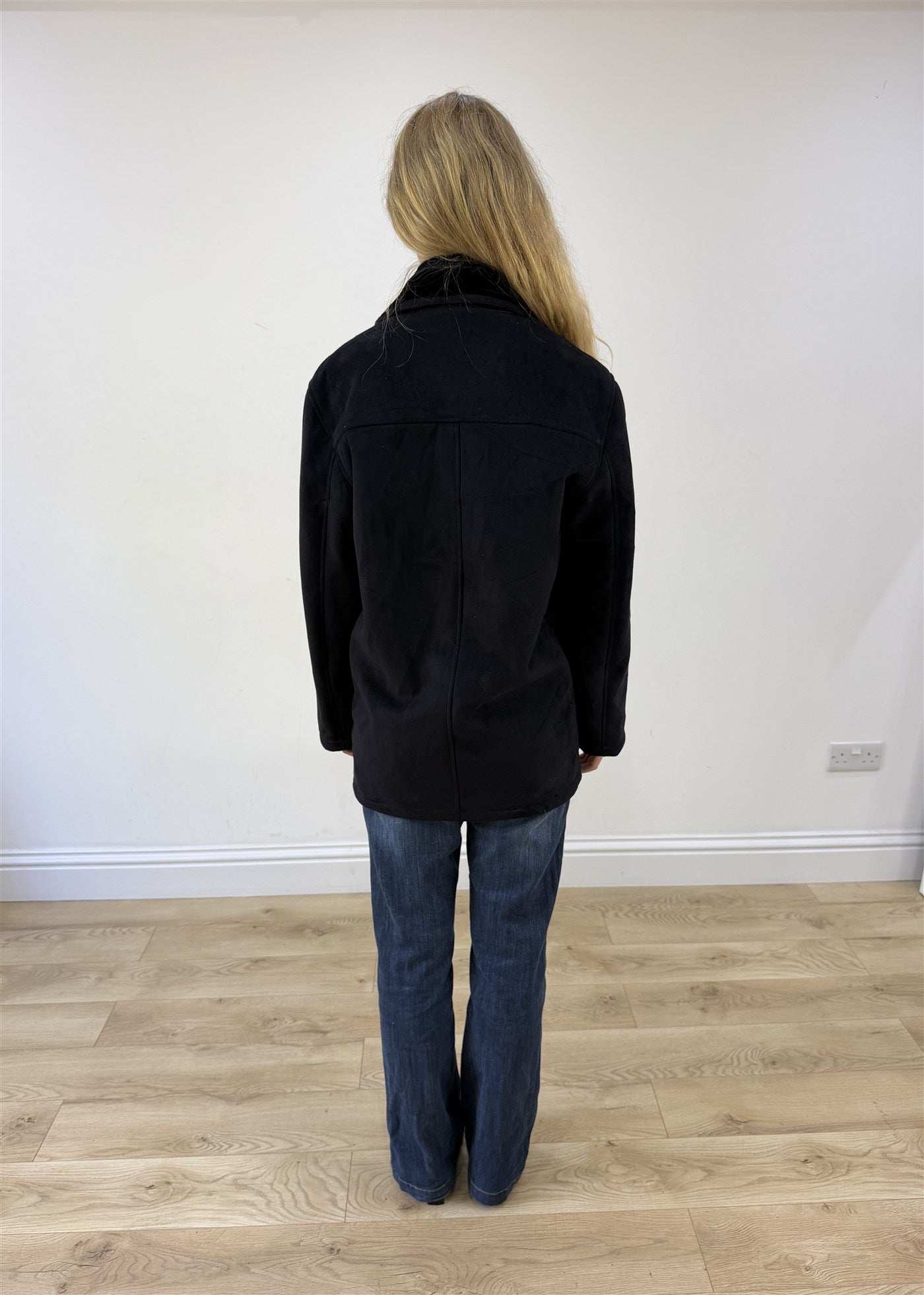 large black balmain style coat photo 7
