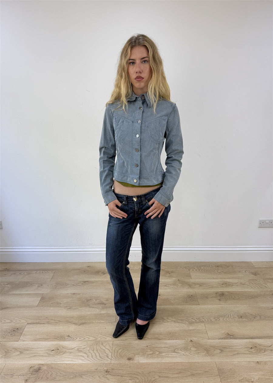 extra small blue ribbed versace jacket photo 1