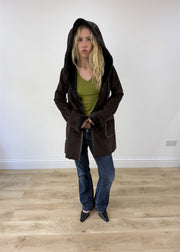medium brown balmain style hooded jacket photo 3