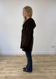 medium brown balmain style hooded jacket photo 5