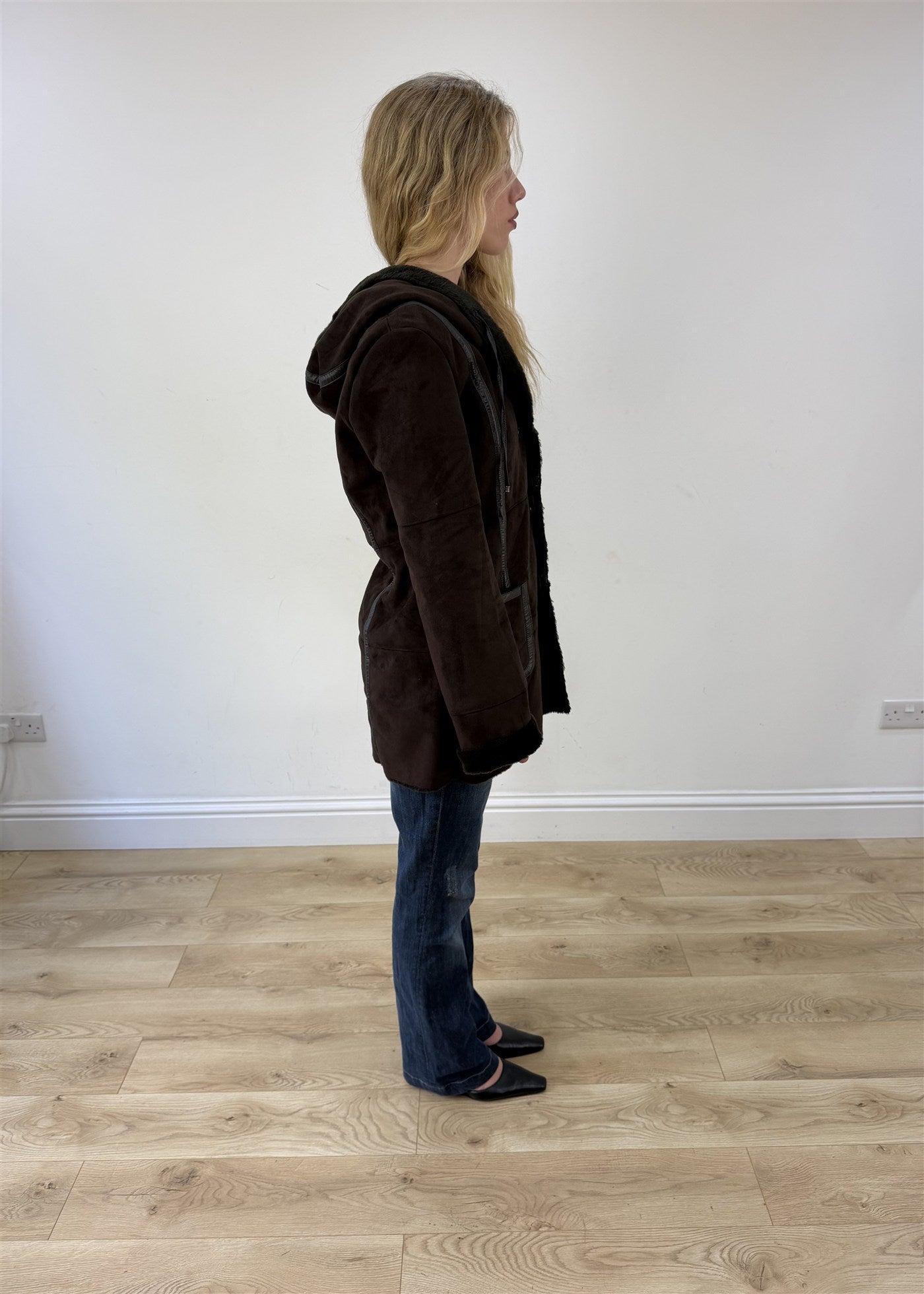 medium brown balmain style hooded jacket photo 6