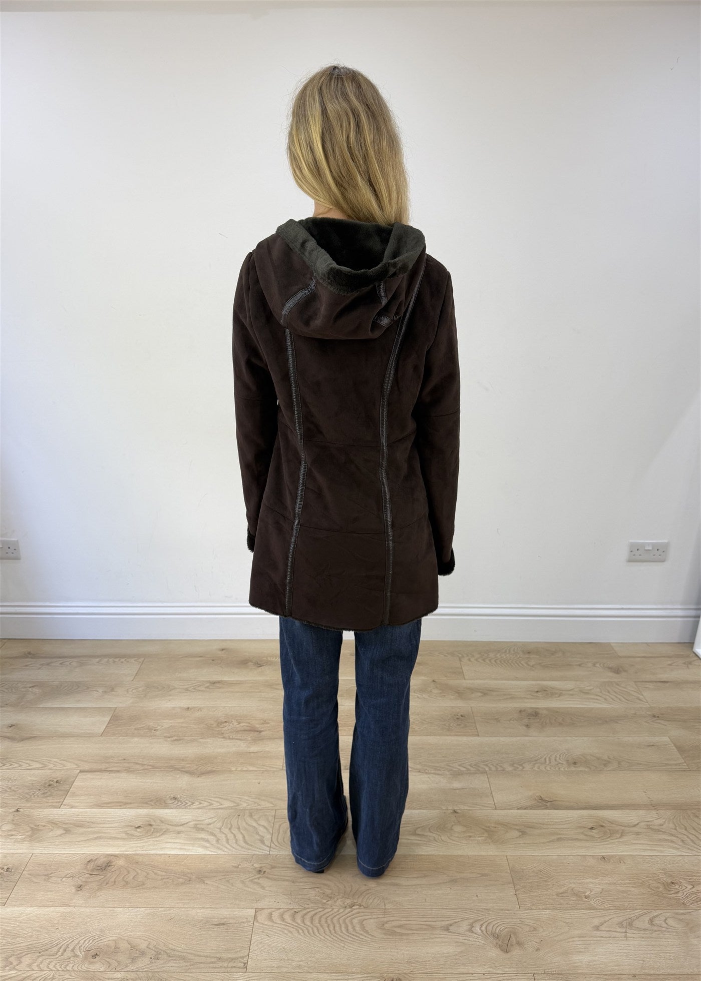 medium brown balmain style hooded jacket photo 7