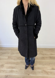 Medium black faux suede long coat image 2