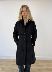 Medium black faux suede long coat image 3