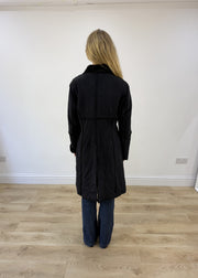 Medium black faux suede long coat image 7