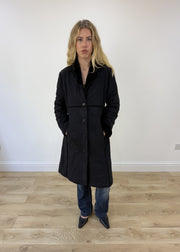 Medium black faux suede long coat image 8