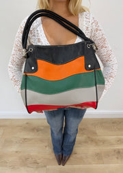 multicolour wavy stripe leather shoulder bag 3