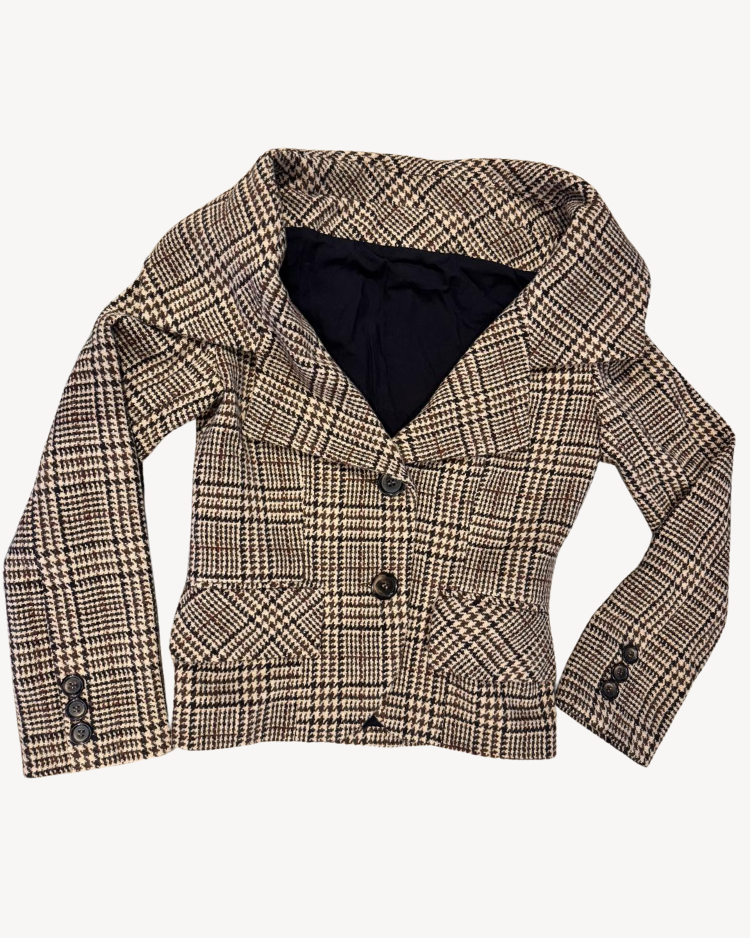 the alma tailored jacket in brown tartan