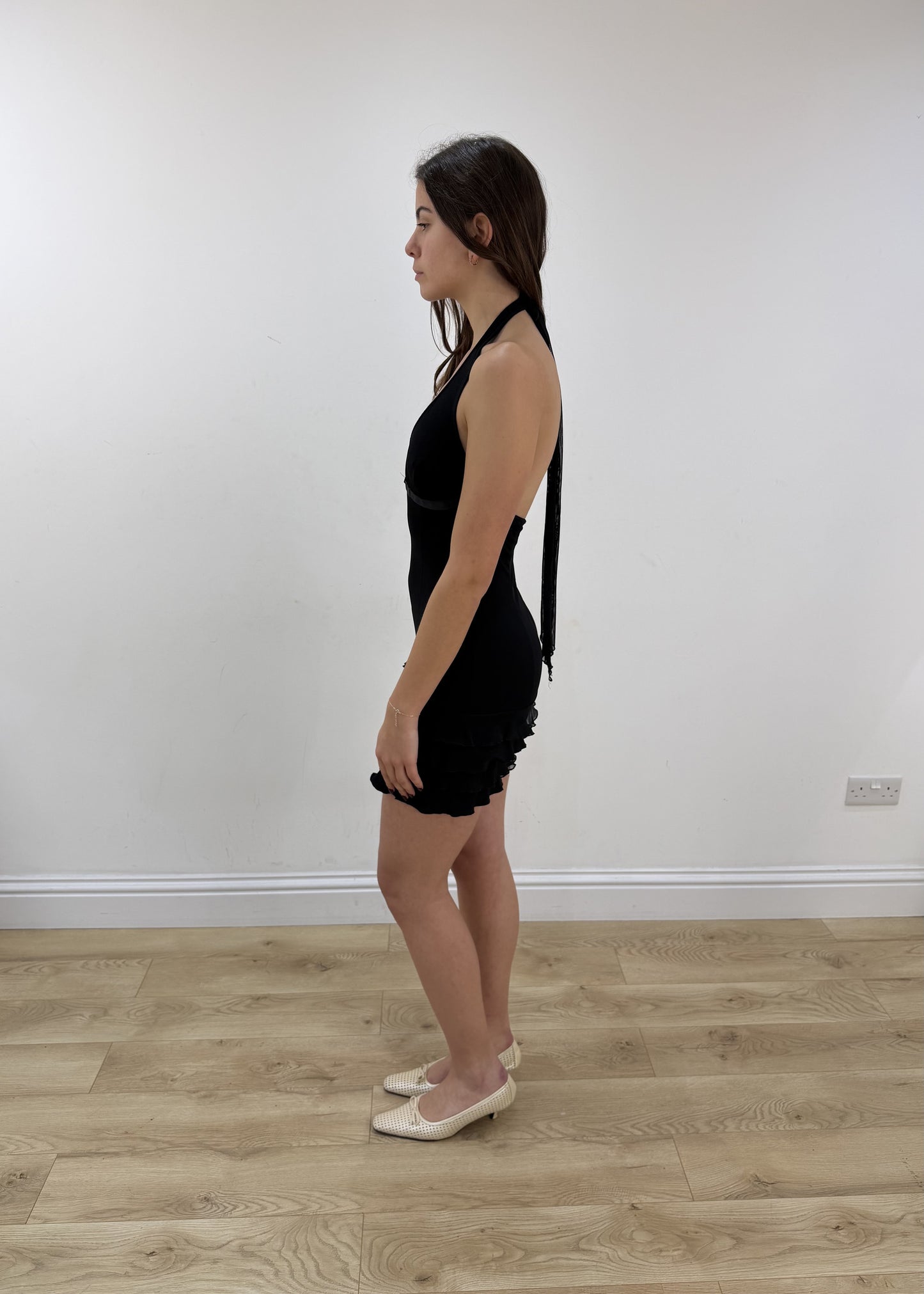 small black halterneck mini dress view 4