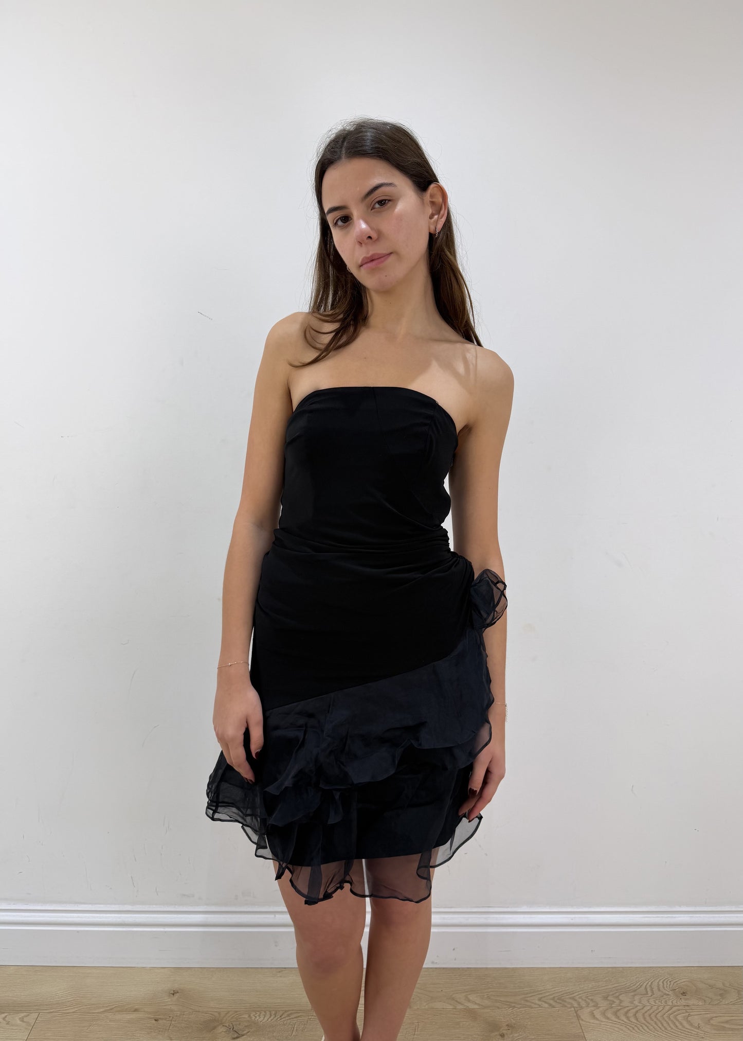 small black bandeau mini dress view 1