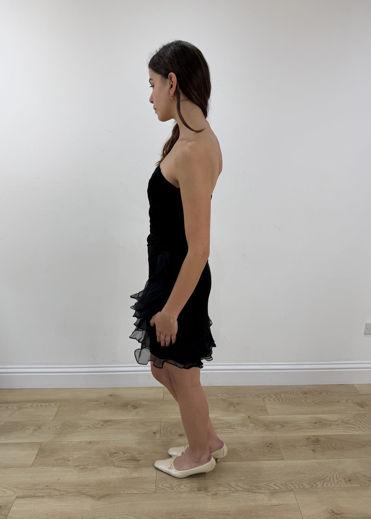 small black bandeau mini dress view 4