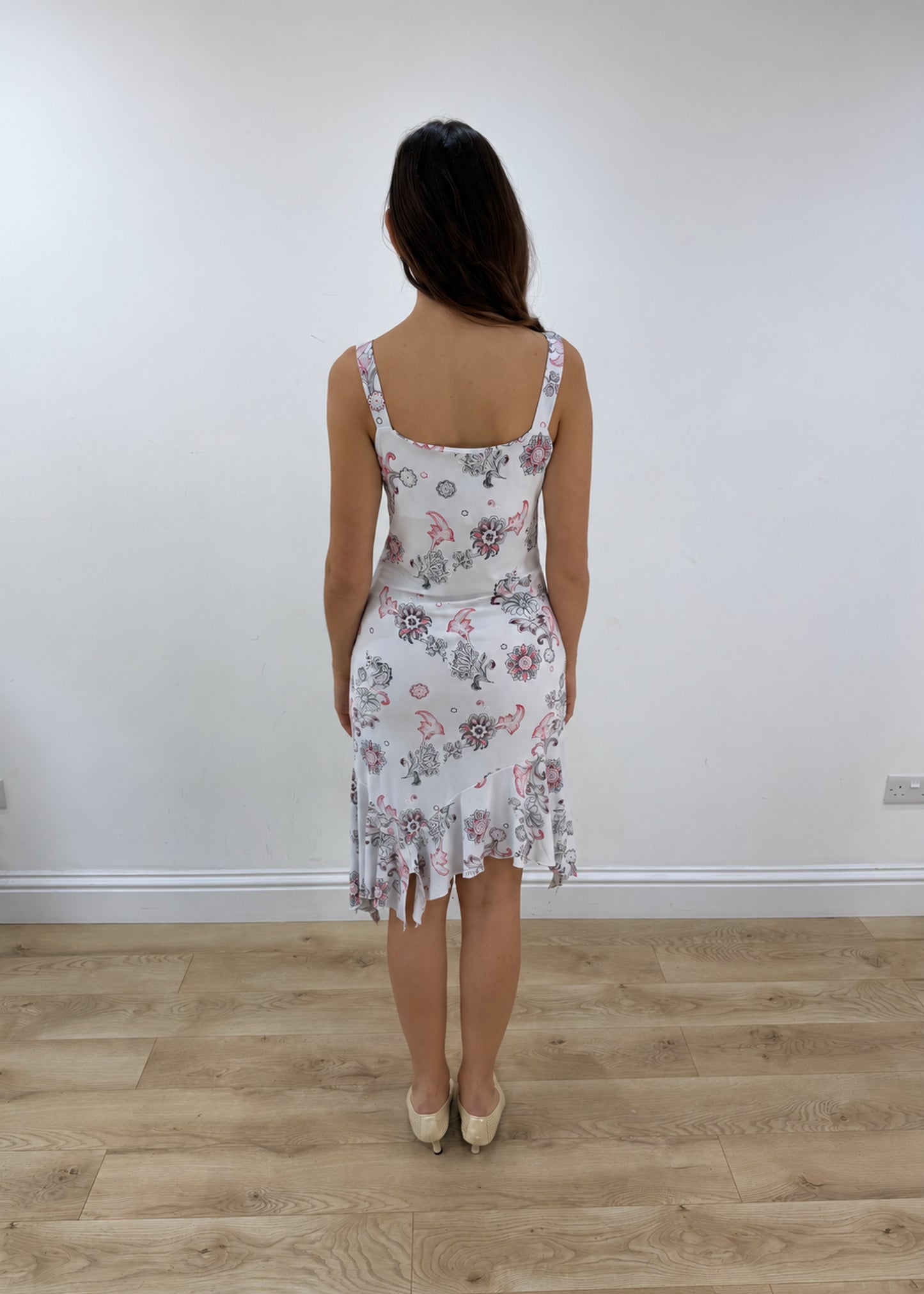 small white floral midi dress view 5