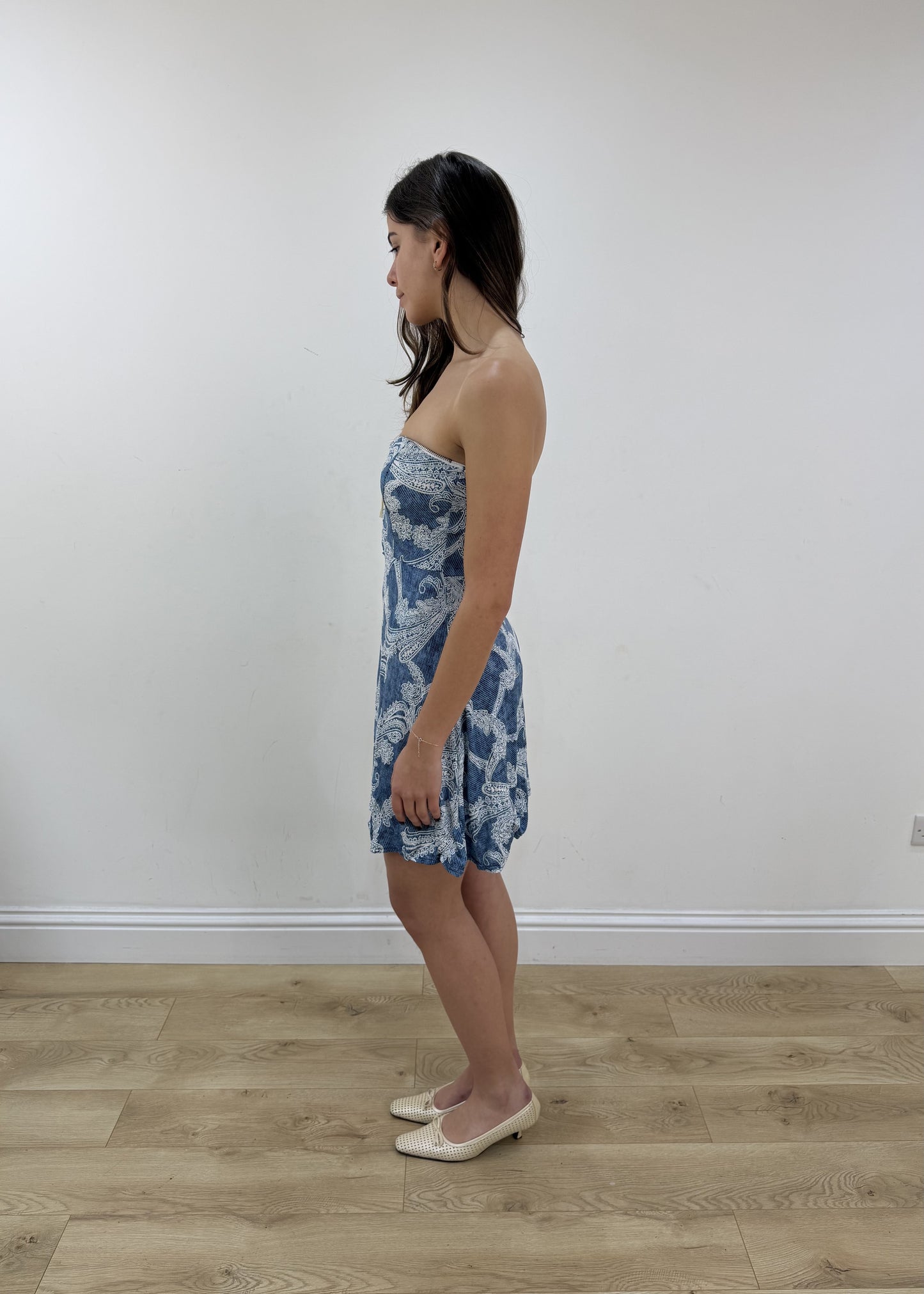 small blue patterned mini dress view 4