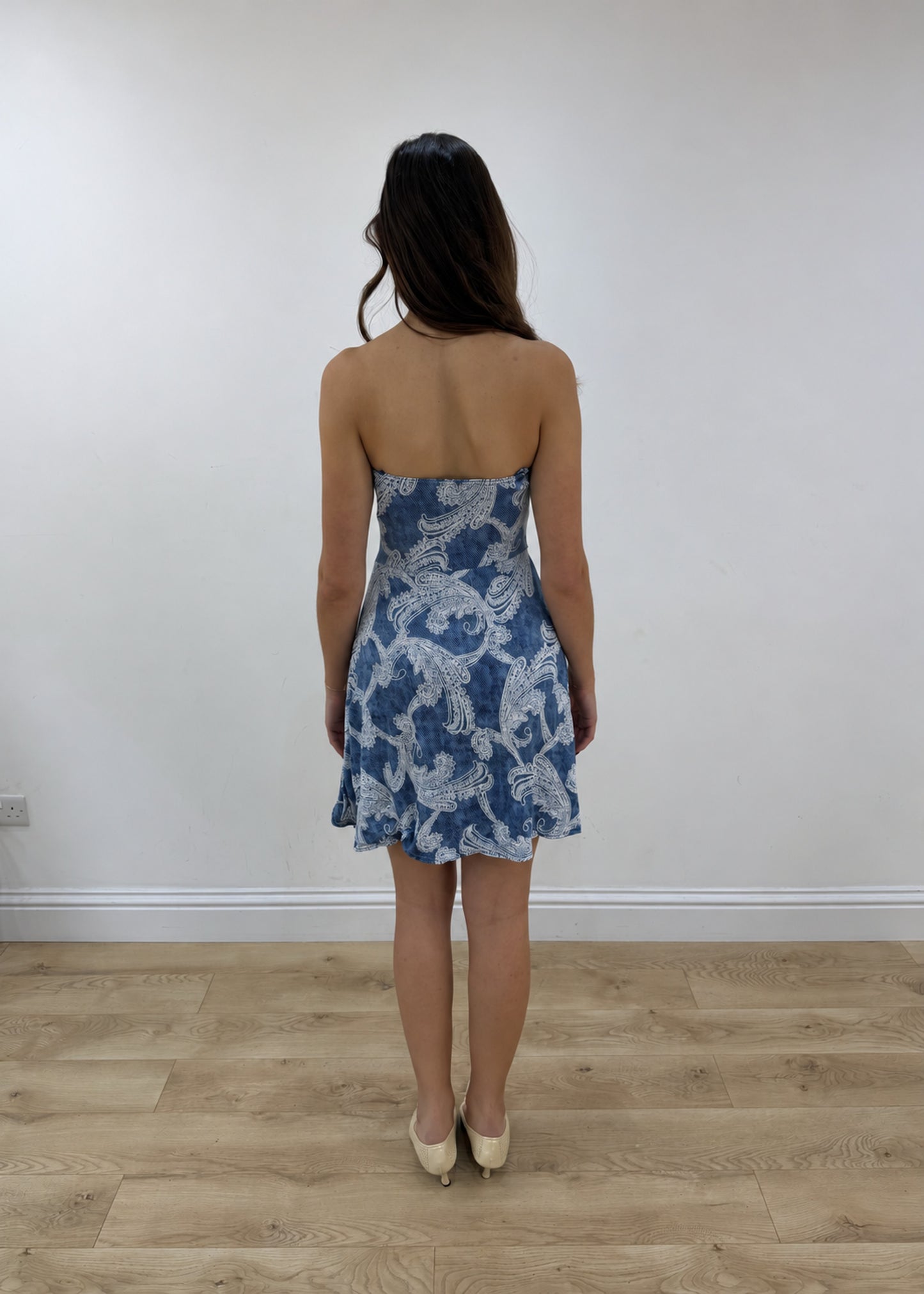 small blue patterned mini dress view 5
