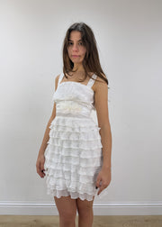 small white pleated mini dress view 1