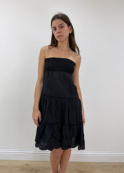 small black Pepe Jeans broderie bandeau midi dress view 1