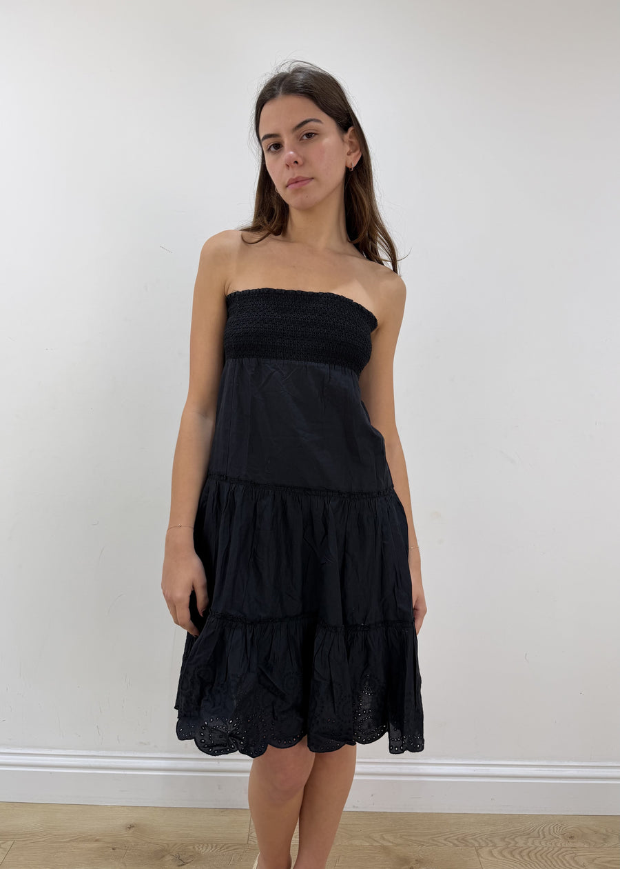 small black Pepe Jeans broderie bandeau midi dress view 1