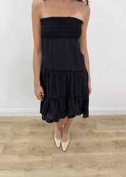 small black Pepe Jeans broderie bandeau midi dress view 2