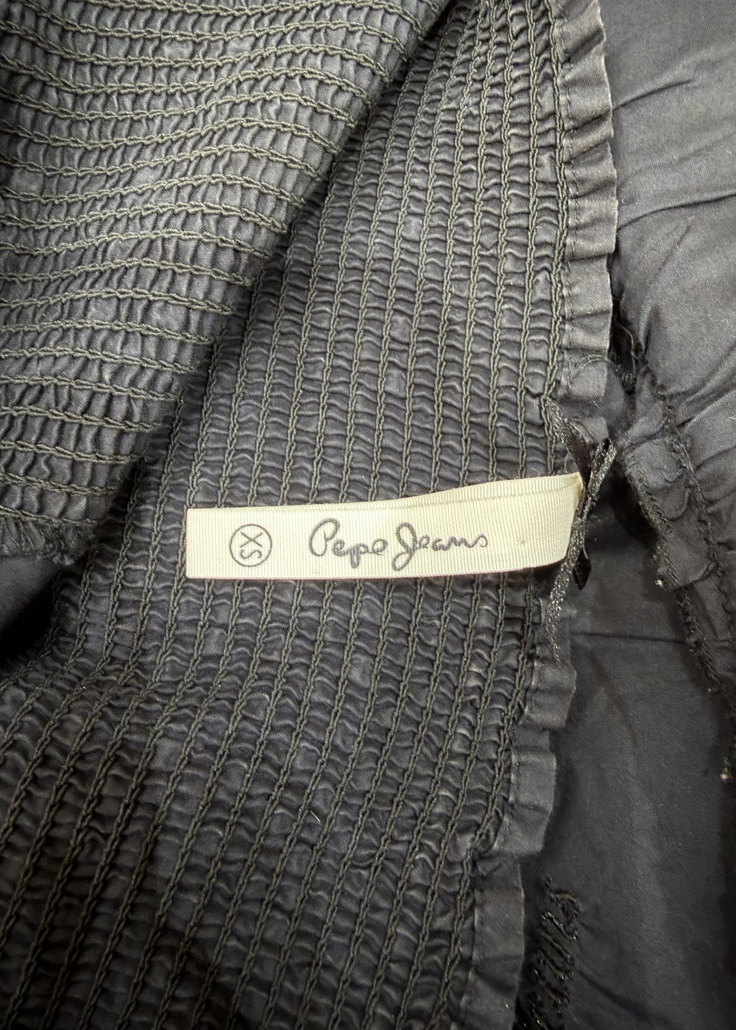 small black Pepe Jeans broderie bandeau midi dress label