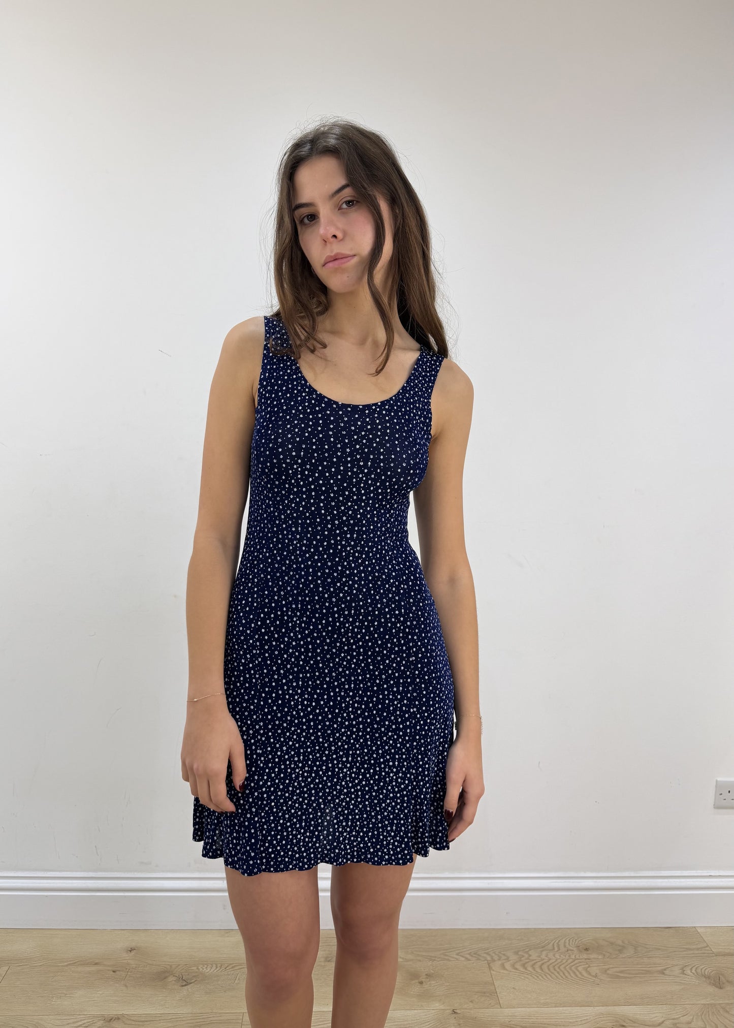 small/medium blue floral midi dress view 1