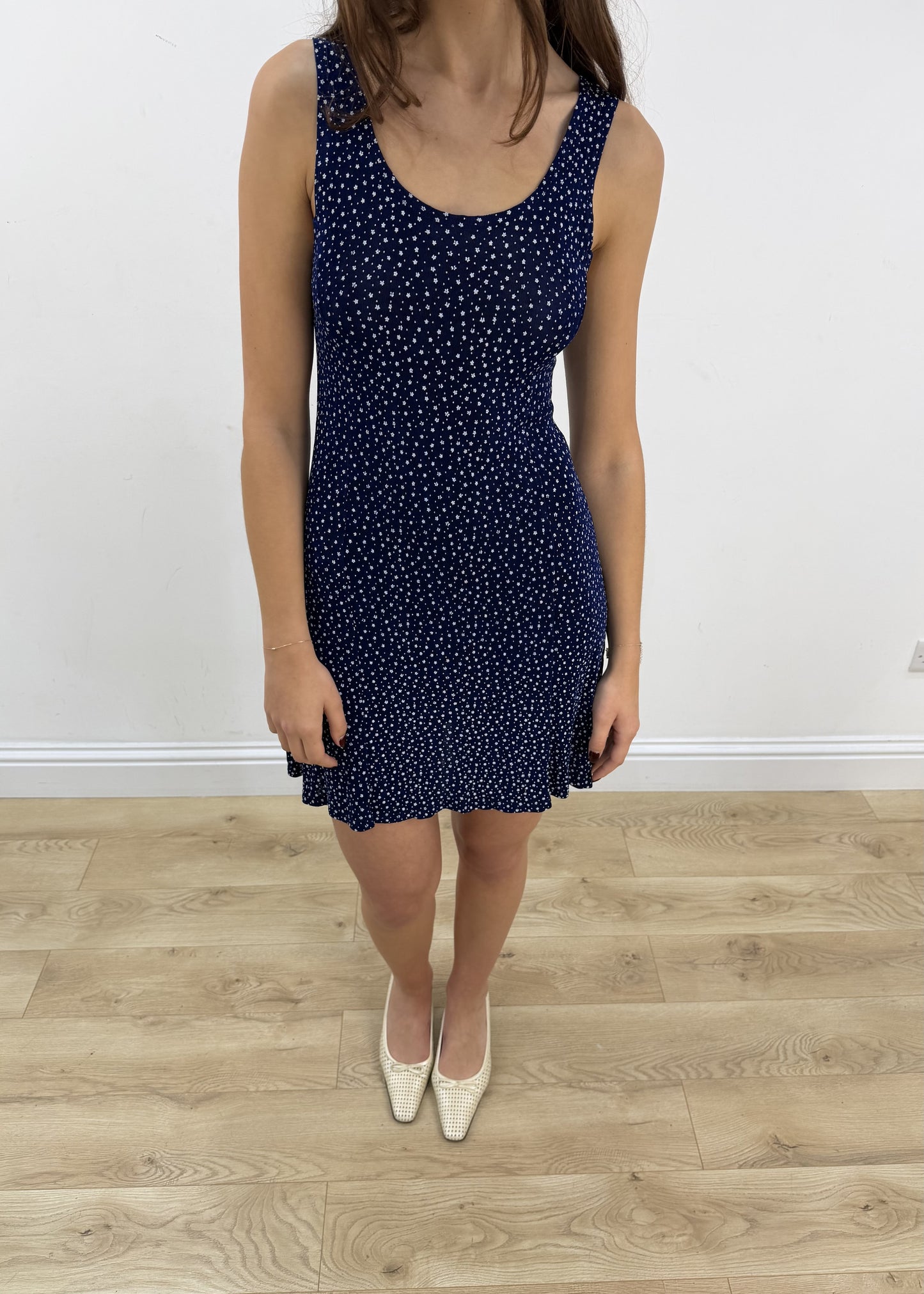 small/medium blue floral midi dress view 2