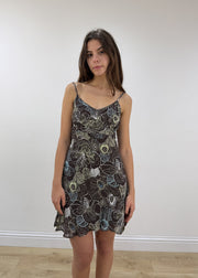 small/medium brown floral midi dress view 1