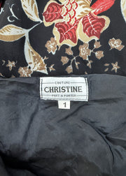 small black and red floral mesh overlay midi dress label